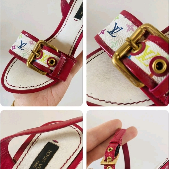 Louis Vuitton 35 Multi Colored Slingback Leather Heels US size 7 - Picture 2 of 4